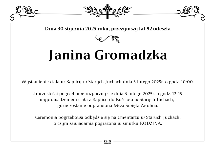 Janina Gromadzka - nekrolog